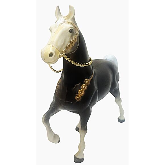 8" Vintage Model Horse Painted Mane & Tail With Chain Bridle - Picture 2 of 14